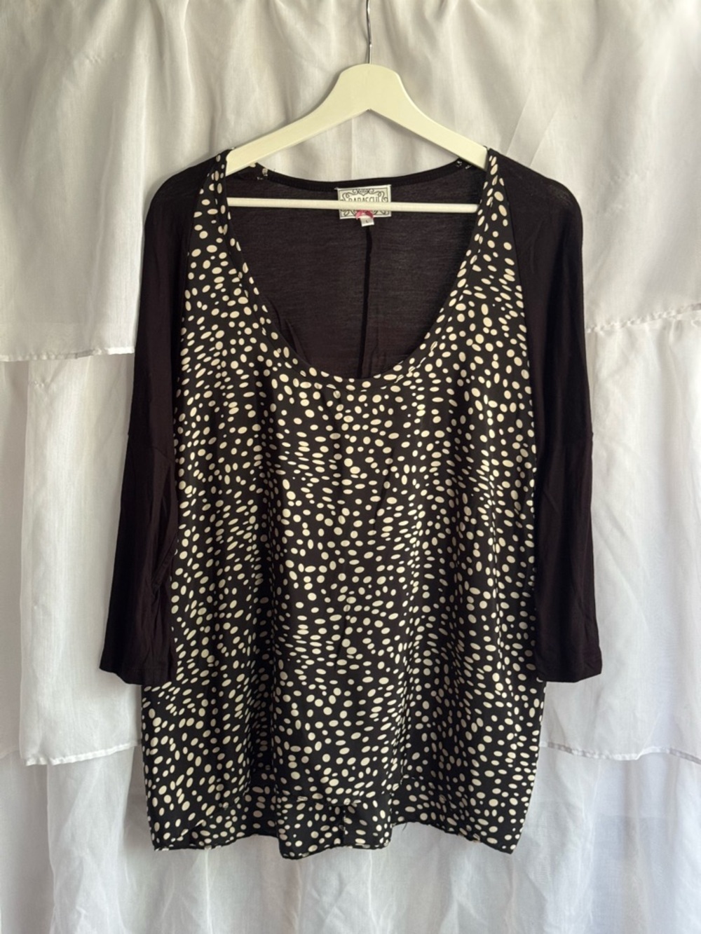 Baraschi by Anthropologie Yoana Jersey and Satin Dotted Blouse